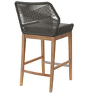 Modway Wellspring Outdoor Patio Teak Wood Bar Stool - Gray Graphite-Non-Marking Foot Pins