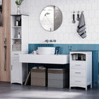 Kleankin Tall Slim Freestanding Bathroom Tower Cabinet - White-Constructed of MDF board for solid construction    