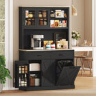 HOMCOM 69" H Pantry Cabinet with Charging Station - Black-Four spice racks on the doors keep seasonings within easy reach 