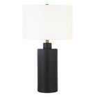 Hudson&Canal Carlina 25" Tall Ceramic Table Lamp with Fabric Shade - Matte Black/White-Traditional design for your living room, workspace, or bed side table