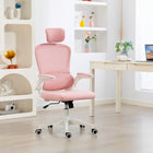 HOMCOM Ergonomic Office Chair with Lumbar Support - Pink-Flip-up armrests save valuable space, great for compact rooms and apartments