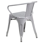 Flash Furniture Silver Metal Indoor-Outdoor Chair with Arms-Curved Back with Vertical Slat