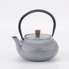 Minimal Enamelled Cast Iron Teapot - Line Grey - 0.6 L-Beautiful glossy enameled surface looks like ceramic