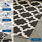 Modway Cerelia Moroccan Trellis Indoor/Outdoor Area Rug - 9 ft W x 12 ft L - Black/Beige-100% Soft Polypropylene