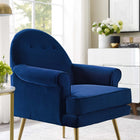 Modway Revive Tufted Button Accent Performance Velvet Armchair - Navy-Elegant Button Tufting
