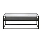 Hudson&Canal Ada 46"W Rectangular Coffee Table - Blackened Bronze-Features a tempered glass top
