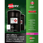 Avery UltraDuty White GHS Chemical Labels, 8 1/2" x 11", 50 Pack, (60501)-Permanent, Rectangular label