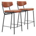 Zuo Charon Counter Stool - Vintage Brown - Set of 2-Ergonomic and supportive footrest
