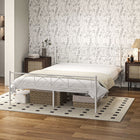 HOMCOM Queen Size Metal Platform Bed Frame with Headboard - White-Fit standard queen mattresses 60.2" x 79.9" (153 x 203cm), including memory foam, latex, hybrid and spring types