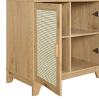 Manhattan Comfort Sheridan 31.49" Mid-Century Modern Bookcase Cabinet - Nature-Solid Wood Vertical Handle with Painted Finish