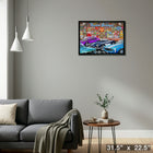 Dream Garage by Michel Fishel - Framed Canvas - 31" x 22"-Ready to hang - arrives fully assembled