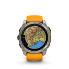 Garmin fēnix 8 - AMOLED Outdoor Recreation/Adventure Watches - 51 mm - Sapphire, Titanium with Spark Orange/Graphite Silicone Band-Navigate the outdoors with superior positioning accuracy, thanks to multi-band GPS with SatIQ™ technology plus built-in sensors for 3-axis compass, gyroscope and barometric altimeter