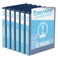 Davis Group Easyview Premium Binder - Round Ring - Customizable - 1" - Royal Blue - 6 Pack-3 Ring Binder