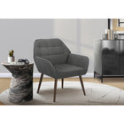 Monarch Specialties Upholstered 33"H Contemporary Accent Chair With Walnut Metal Legs - Light Grey Fabric-Built with a solid engineered wood frame and walnut metal legs, this 29" high armchair offers reliable support and long-lasting performance for everyday use.