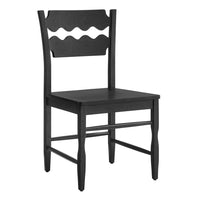 Modway Jax Oak Wood Dining Chair With Wavy Razor Back - Black-Solid Oak Dining Chair