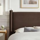 Modway Rael Performance Velvet Full Platform Bed - Chocolate Brown-Padded Headboard and Footboard