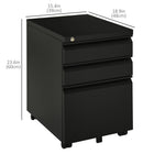 Vinsetto 3-Drawer Steel Letter/A4 Filing Cabinet with Lock & Wheels - Black-5 casters, with 2 lockable casters and 1 center support caster for extra safety   
