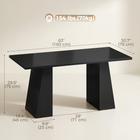 HOMCOM 63" Industrial Computer Desk with Trapezoidal Frame - Black Wood Grain-This writing desk is crafted from particleboard, MDF and a stainless steel frame