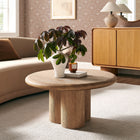 Modway Tori 31" Indoor/Outdoor Round Coffee Table - Oak-Three-Pillar Pedestal Base
