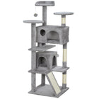 PawHut 54" Cat Tree Tower with Scratching Posts and Condos - Light Grey-Activity play center keeps cats entertained and active 