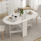 HOMCOM Oval Drop Leaf Space-Saving Folding Dining Table for 4-6 - Distressed White-Length adjustability can make space for activities like homework, crafts, or games