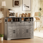 HOMCOM 47" Farmhouse Sideboard Buffet Cabinet with Barn Doors & Storage Shelves - Grey-Suitable for living rooms, dining rooms, kitchen for various item storage