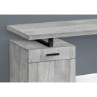 Monarch Specialties 7763 48" Computer Desk - Grey Left Or Right Facing-Drawer handles, desktop support, and sturdy U-shaped metal leg are in a contrasting black finish