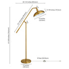 Hudson&Canal Devon Boom Arm Floor Lamp with Metal Shade - Brass/Brass-Includes a 8 ft. cord with foot switch