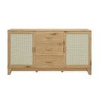 Manhattan Comfort Sheridan 59.05" Mid-Century Modern Sideboard Cabinet - Nature-Modern Cane Sideboard for Dining Room Use