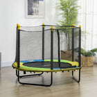 Qaba Kids Trampoline with Enclosure Net - 55" Dia. - Black-Waterproof for both indoor and outdoor use 
