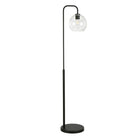 Hudson&Canal Harrison Arc Floor Lamp with Glass Shade - Blackened Bronze/Clear-Modern and contemporary design for your living room, office space, bedroom, or reading nook