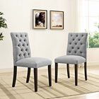 Modway Duchess Fabric Dining Chair - Light Grey - 2 Pack-Luxuriously Tufted Button Back
