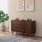 HOMCOM 50" L Kitchen Storage Cabinet - Rustic Brown-Sturdy rubberwood legs for added stability