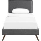 Modway Camille Fabric Twin Platform Bed with Round Splayed Legs - Grey-Center Rail with Support Two Legs