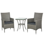 Outsunny 3-Pieces Wicker Patio Furniture Set - Grey-The set includes 2 chairs and 1 coffee table    
