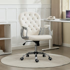 Vinsetto Office Chair with Adjustable Height and Tufted Back - Cream White-Button-tufted back with decorative plastic crystals adds a touch of elegance