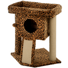 PawHut Small Cat Tower with Perch & Scratching Post - Leopard Print-Wide perch provides a comfortable space for cats to relax 
