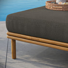 Modway Wren Outdoor Patio Teak Wood Ottoman - Natural/Flint Grey-Weather-Resistant