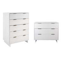 Manhattan Comfort Granville Modern Dresser and Chest Set - White-Modern-Contemporary with a taste of Glam Bedroom Dresser Set. Includes 1 Chest and 1 Standard Dresser.