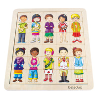 Beleduc Match & Mix Kids Puzzle - Set of 31-Children with a good memory can test themselves in a memo version, in which the three-part combination of one child needs to be found