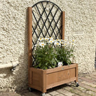 Outsunny Raised Garden Bed with Metal Trellis-Four wheels to move around easily, with two brakes to stand in place
