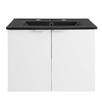 Modway Maybelle 24" Wall-Mount Bathroom Vanity - White/Black-Modern Bathroom Vanity
