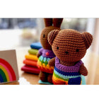 Just Dutch Boris Handmade Bunny Plush Toy - Rainbow Overall-Dimensions are 4"L x 2"W x 10"H
