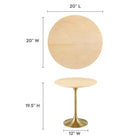 Modway Lippa 20" Round Wood Side Table - Gold Natural-Wood Grain Veneer and MDF Tabletop