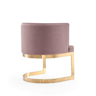 Manhattan Comfort Aura 24.4" Modern Velvet Upholstered Dining Chair - Blush and Polished Brass - Set of 2-Delivered to you Fully Assembled! No Assembly Required