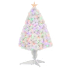 HOMCOM 2.5' Pre-Lit Artificial Tabletop Christmas Tree - White-2.5ft tall artificial Christmas tree in a realistic tree style with star top light 
