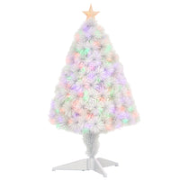 HOMCOM 2.5' Pre-Lit Artificial Tabletop Christmas Tree - White-2.5ft tall artificial Christmas tree in a realistic tree style with star top light 