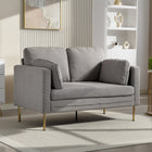 HOMCOM 55" Loveseat Sofa with Pillows - Grey-Sleek silhouette and gold legs enhance modern living decor