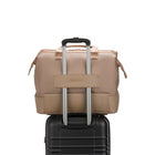 SwissGear Weekender Tote Bag - 15" x 19" - Light Brown-Pass-Thru trolley sleeve for stacking on wheeled luggage