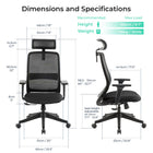 MotionGrey NovaCloud Ergonomic High Back Office Chair with 2D Headrest and Adjustable Armrests - Black-Customizable Neck Support – Includes a removable headrest for optional neck and head support. Use it when you want extra comfort, or remove it for a cleaner, minimalist sitting experience